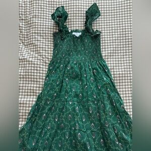 Hill House Ellie Nap Dress in Emerald Trellis